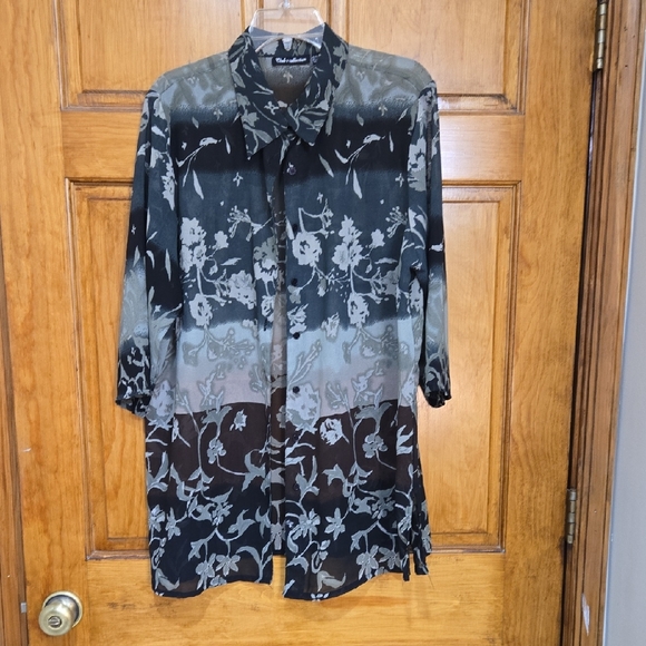 Club Z Collection Tops - Club Z Collection's Green Floral Women's Sheer Blouse
